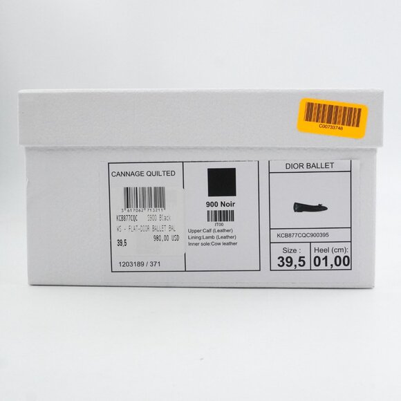 Dior Ballet Flats In Black Quilted Cannage Calfskin Leather - Size 39.5 NWD - Picture 2 of 16